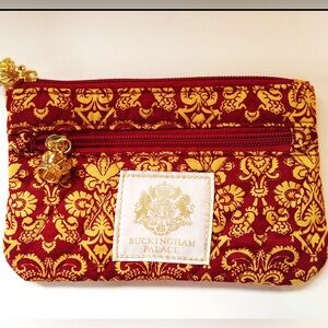 Buckingham Palace Coat of Arms Quilted  Zippered Pouch w/ Crown Pulls | 5” x 8”